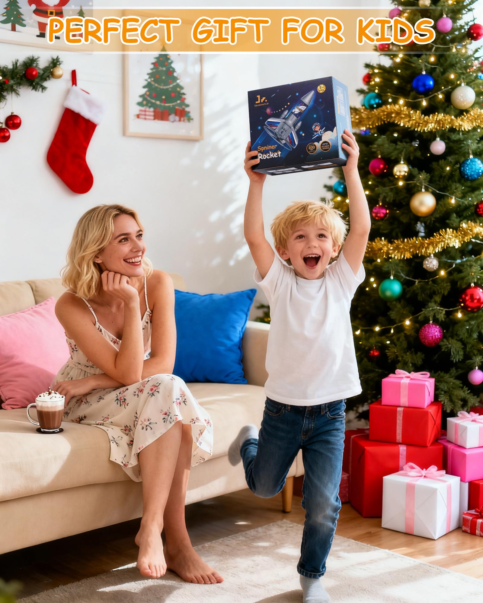 SainSmart Jr. Spielzeug für Kinder mit Fallschirm LED-Licht Motorisierte Rocket Outdoor Spielzeug Draußen Geschenke für Kinder 6 7 8 9 Jahren