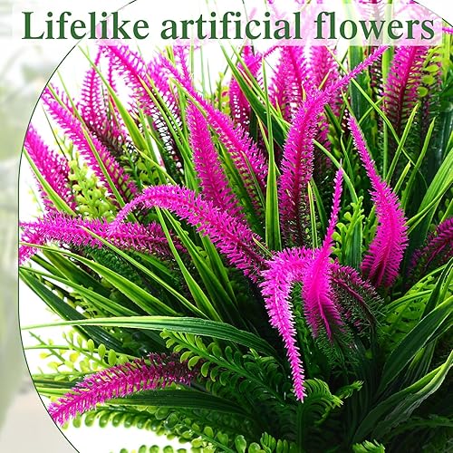 Miniatura 7 de 36 paquetes de flores artificiales para exteriores, resistentes a los rayos UV, flores falsas de plástico para patio, porche, jardín, hogar, boda,