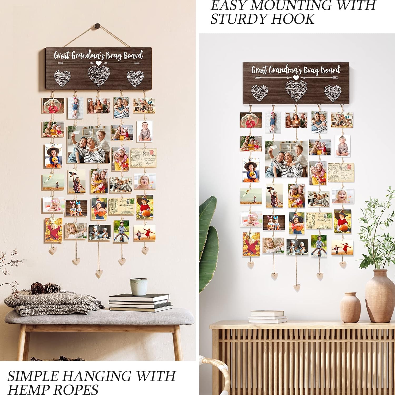 Great Grandma's Brag Board Christmas Great Grandma Gifts Picture Frame, Birthday Gifts for Great-Grandma from Grandchildren, Best Great-Grandmother Photo Holder Nana Gift Hanging Christmas Card Holder - Image 4