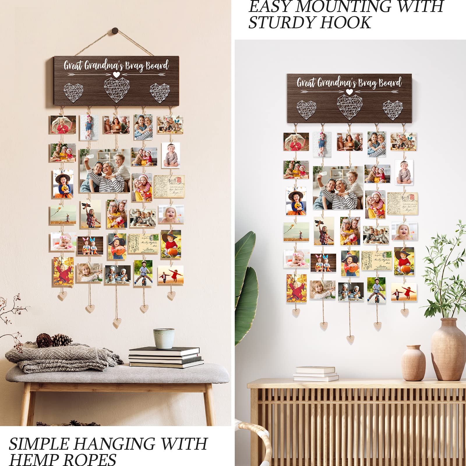 Great Grandma's Brag Board Mothers Day Great Grandma Gifts Picture Frame, Birthday Gifts for Great-Grandma from Grandchildren, Best Great-Grandmother Photo Holder Nana Gift Hanging Xmas Card Holder