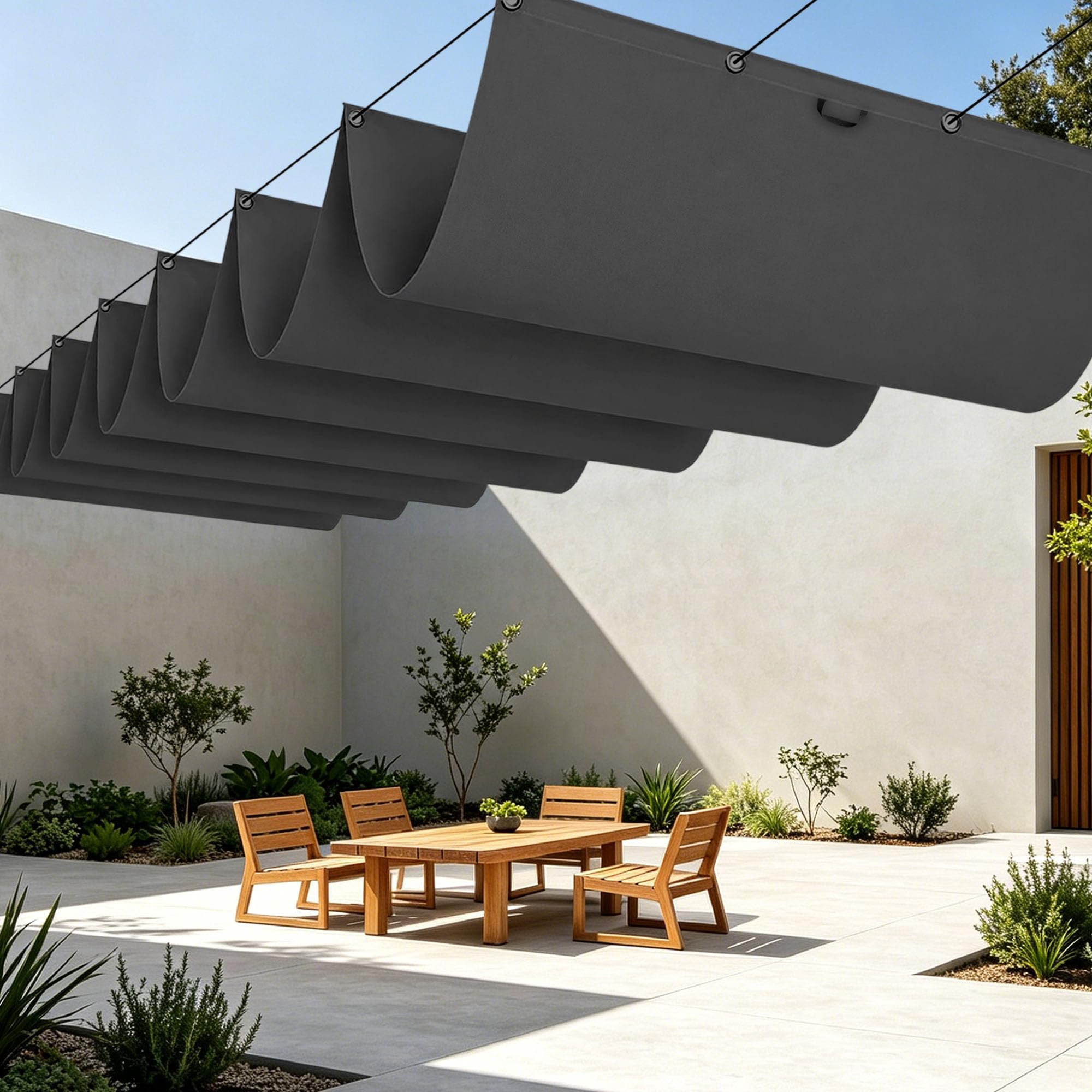 Toile d'ombrage rétractable pare-soleil jardin balcon terrasse extérieur 850x440 cm gris