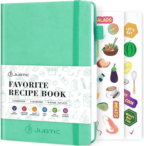 JUBTIC Libro de recetas en blanco para escribir en tus propias recetas, libro de cocina personal para escribir y cuaderno de recetas de tapa dura