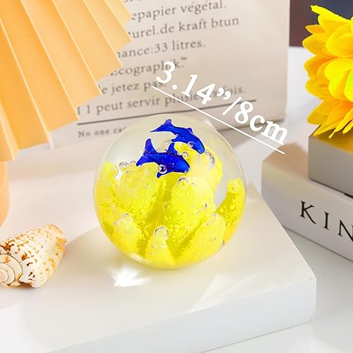 Miniatura 3 de Qianwei Figuras de vidrio soplado a mano, bola de cristal de pisapapeles, decoración del mar para el hogar, decoración de acuario, decoración de