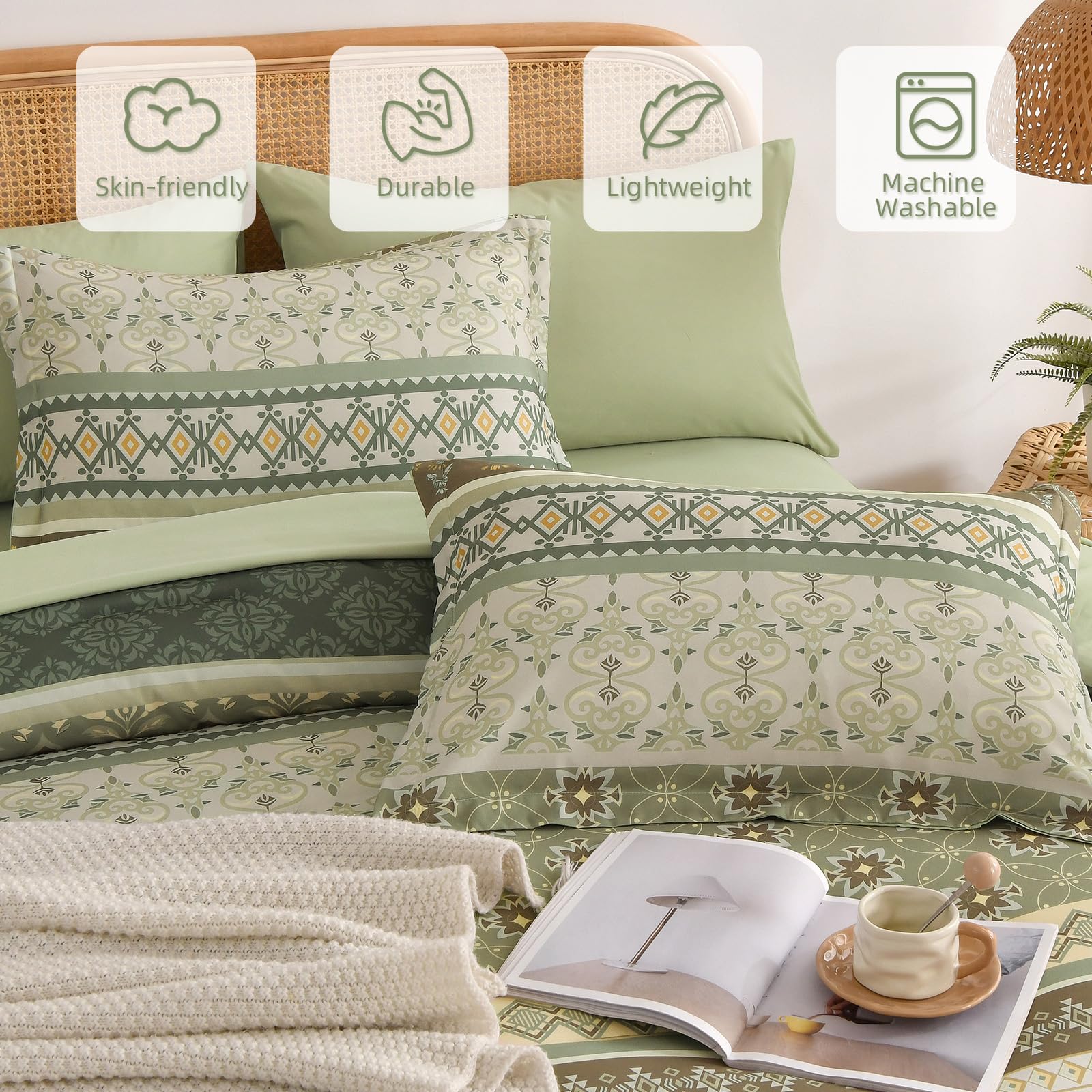 WONGS BEDDING 7-teiliges Tröster-Set mit Blumenmuster in einer Tasche-YS01AB091798Q7U-A