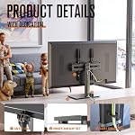 Universal TV Stand/Base Table Top TV Stand with Wall Mount for 27 to 55 inch 9 Level Height Adjustable, Heavy Duty Tempered Glass Base, Holds up to 88lbs Screens, HT06B-001