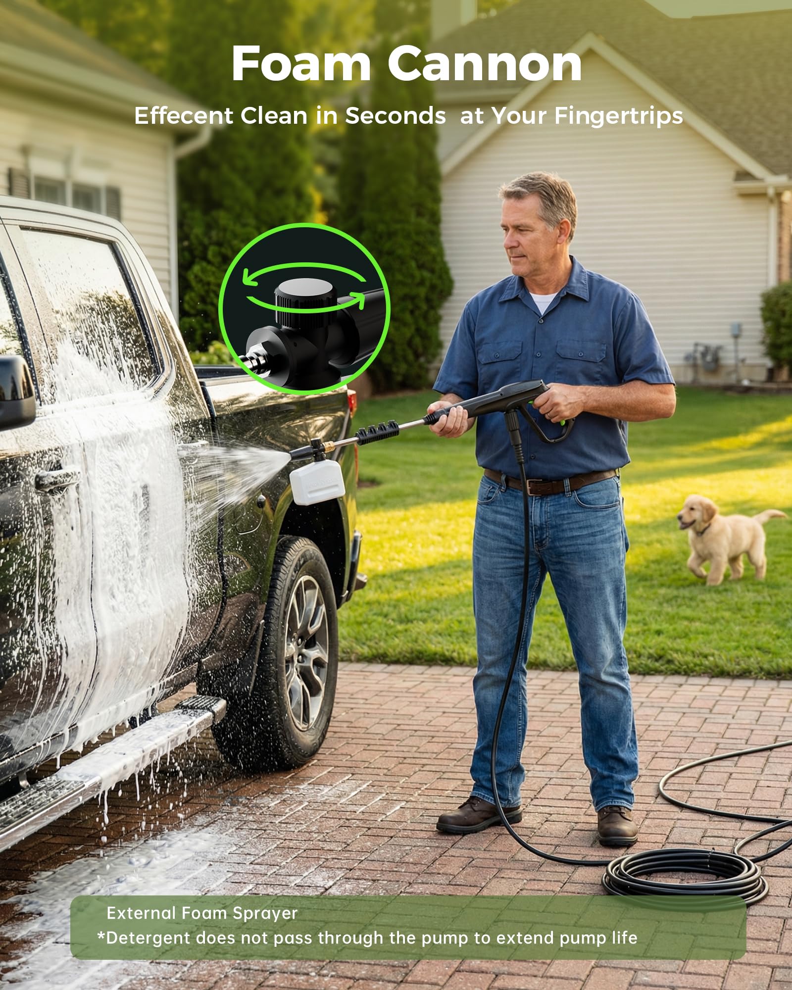 KVAOK Pressure Washer, 4500PSI 2.6GPM Power Washers with 4 Quick Connect Nozzles, High Pressure Washer with Foam Cannon for Car/Driveway/Patio/Fence/Home Cleaning - 4