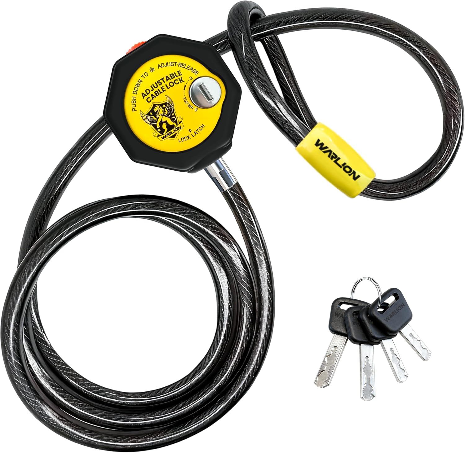 WARLION Heavy Duty Adjustable Cable Lock, 6ft x 3/8" Braided Steel Security Cable, Outdoor Anti-Theft Lock for Bicycles, Scooters, Patio Furniture, Spare Tires, Generator, Cooler, Grill, Ladder