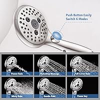 Vista 4 de PROOX Grifo de Tina Completamente Metálico con Desviador, Ducha de Mano de 6 Configuraciones con Interruptor de Pausa de Encendido/Apagado, Grifo