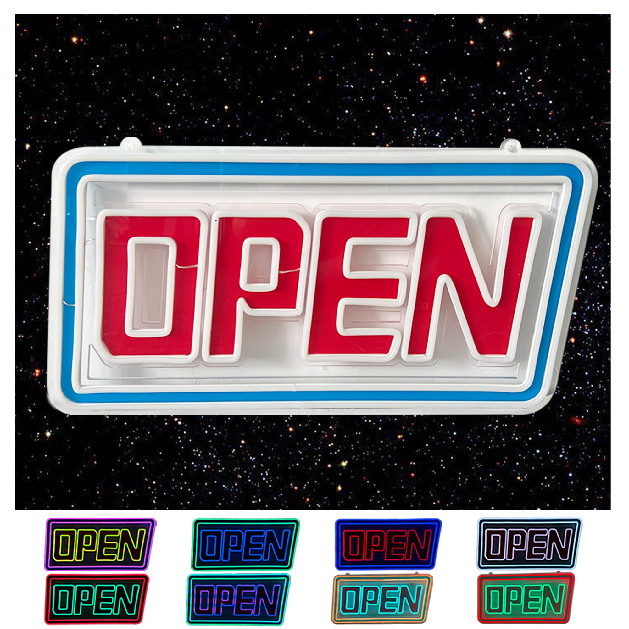 TZEXTZE LED Open Signs, RGB Color Changing Open Neon Sign for