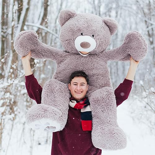 Miniatura 4 de HollyHOME Oso de peluche gigante de peluche con diseño de oso de peluche 5 pies color gris Marrón, gris