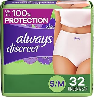 Always Discreet, Incontinence & Postpartum Underwear For Women, Size Small/Medium, Maximum Absorbency, Disposable, 32 Count