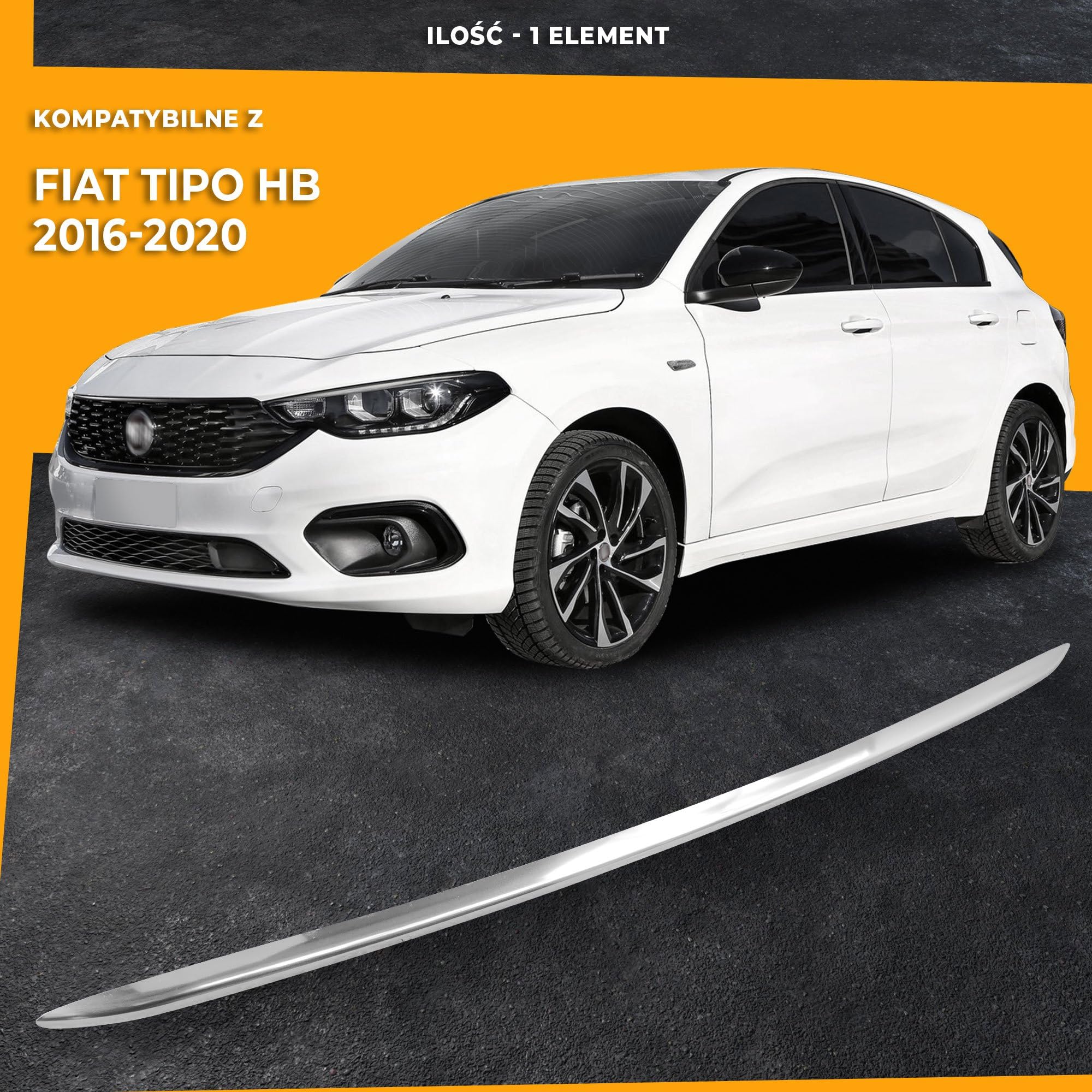 CHROMEMASTER | Kompatybilna z Fiat Tipo Hatchback 2016-2020 | Listwa Atrapy Zderzaka Przedniego; Stal Nierdzewna Polerowana | Idealne Dopasowanie; Nowy, Atrakcyjny Wygląd Samochodu