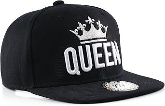 Queen Snapback Black Baseball Cap   Women s Hip Hop Style Flat Peak Adjustable Hat, Urban Streetwear with Royal Crown Embroidery Design Gift for Ladies, Girls & Teens