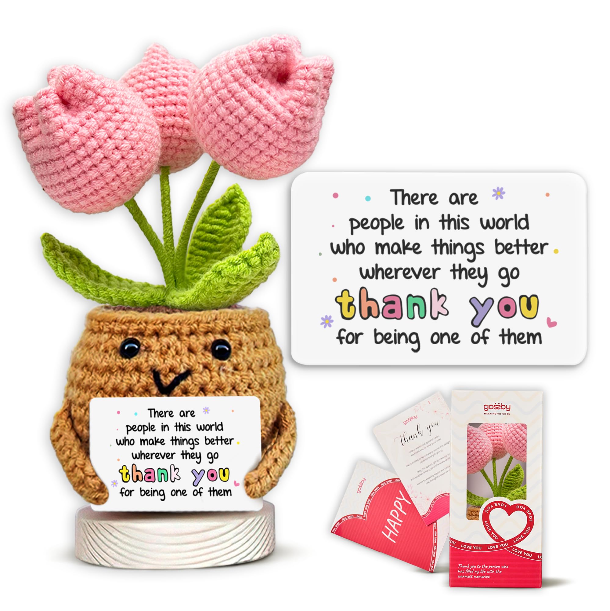 Gossby Handmade Positive Tulip Flower Crochet - There are People in This World Who Make Things Better Wherever They Go Thank You for Being One of Them