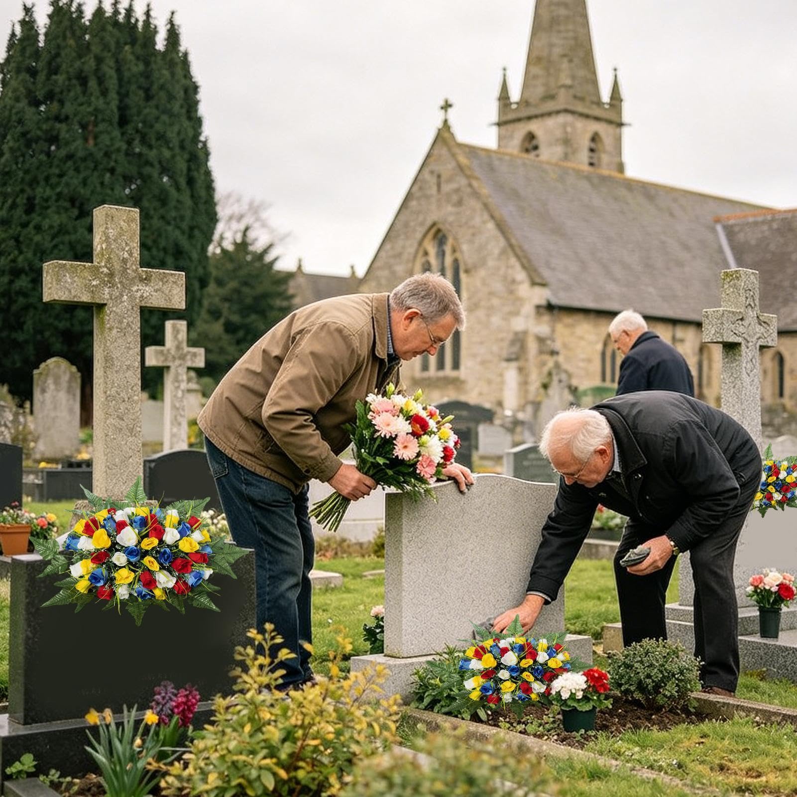Selle De Fleurs Artificielles Pour Cimetière Imperméable et Réaliste