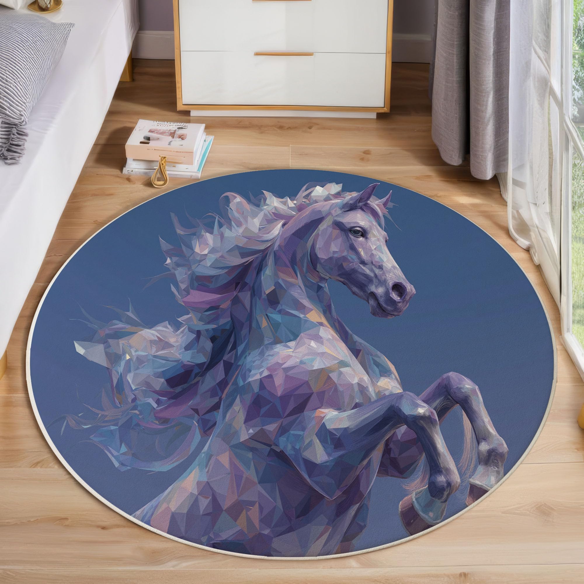 Tapis de sol cheval géométrique pour chambre d'enfant et salon moderne