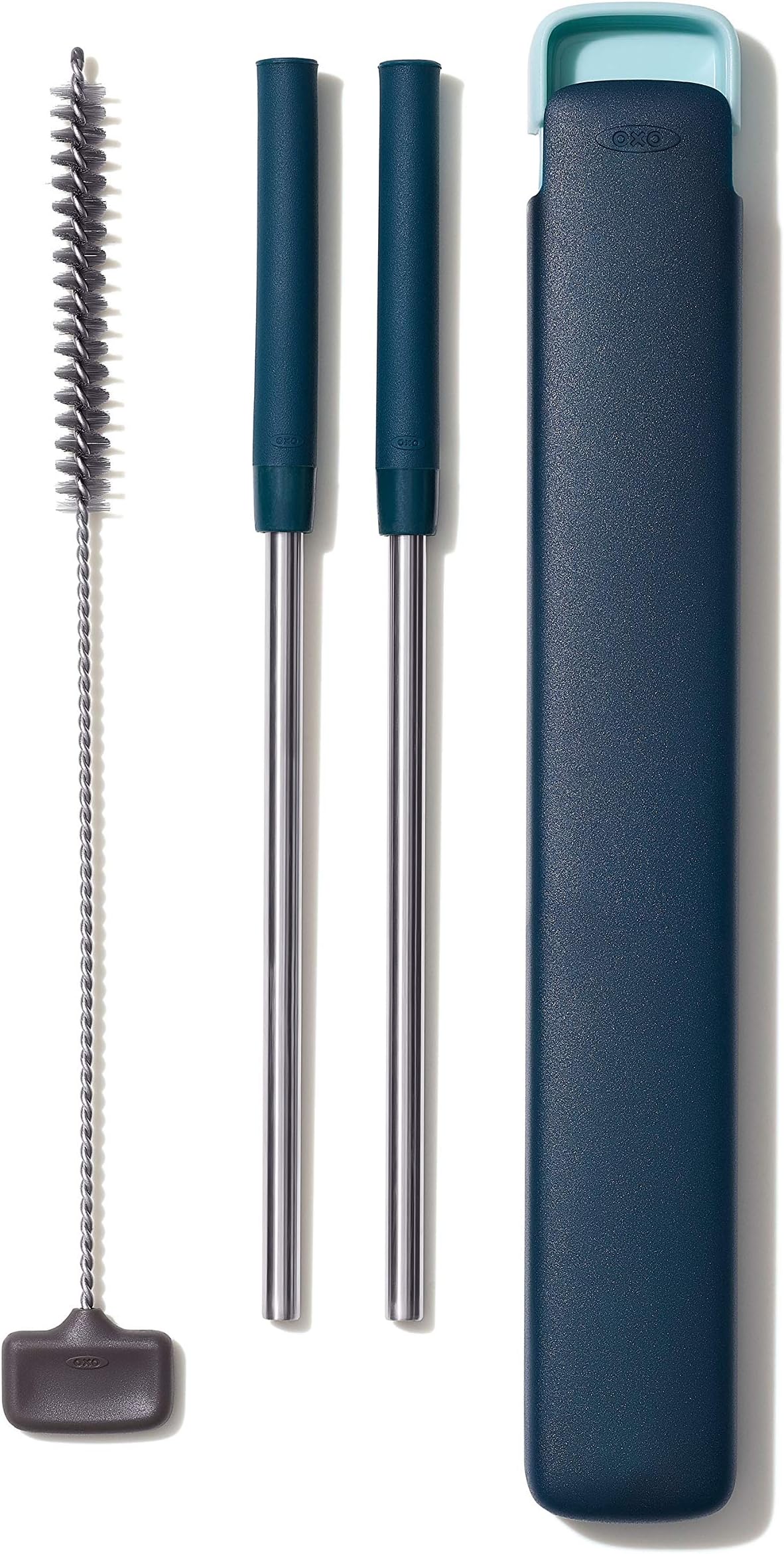 Good Grips 4-Piece Reusable Extendable Straw Set, Blue/Green, 10.5 inches