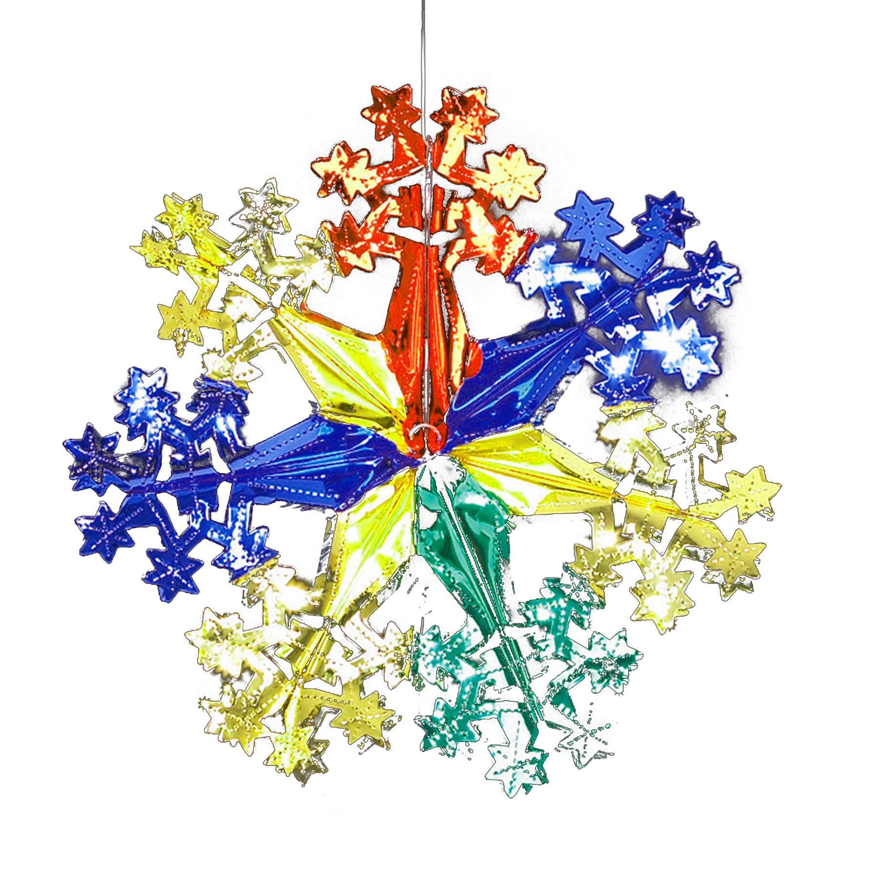 Davies Multi Colour Mix Multi Colour Christmas 2 Tone Foil Ceiling Decorations - 40Cm Star Snowflake