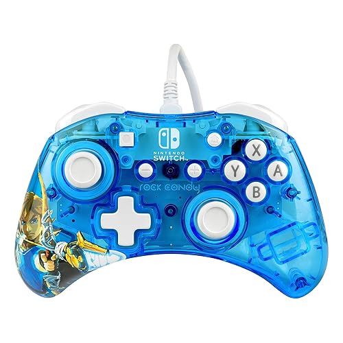 Vista 9 de Rock Candy Wired Gaming Switch Pro Controller - Zelda Breath of the Wild - Blue - Official License Nintendo - OLED Lite Compatible - Compact