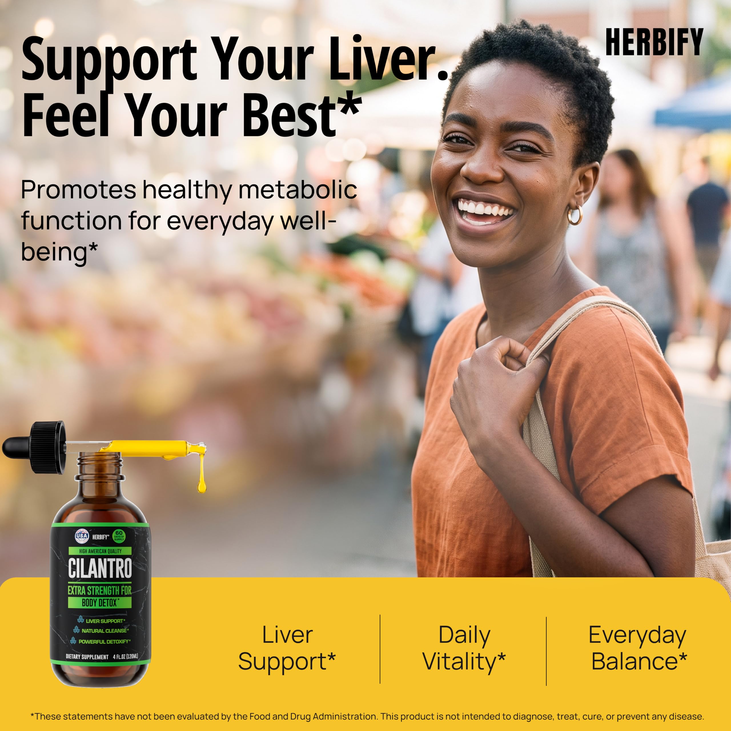 HERBIFY Cilantro Tincture - Herbal Cilantro Supplement for Detox - Rich Source of Antioxidants - Supports Heart and Body Cleanse - Made in USA - Cilantro Extract 4 Fl Oz — Amazon image 3