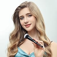 Vista 2 de Corrector de base de doble extremo, brocha de maquillaje con pelusa impecable, cepillo de cara grande, paquete de 2 piezas, ideal para líquidos