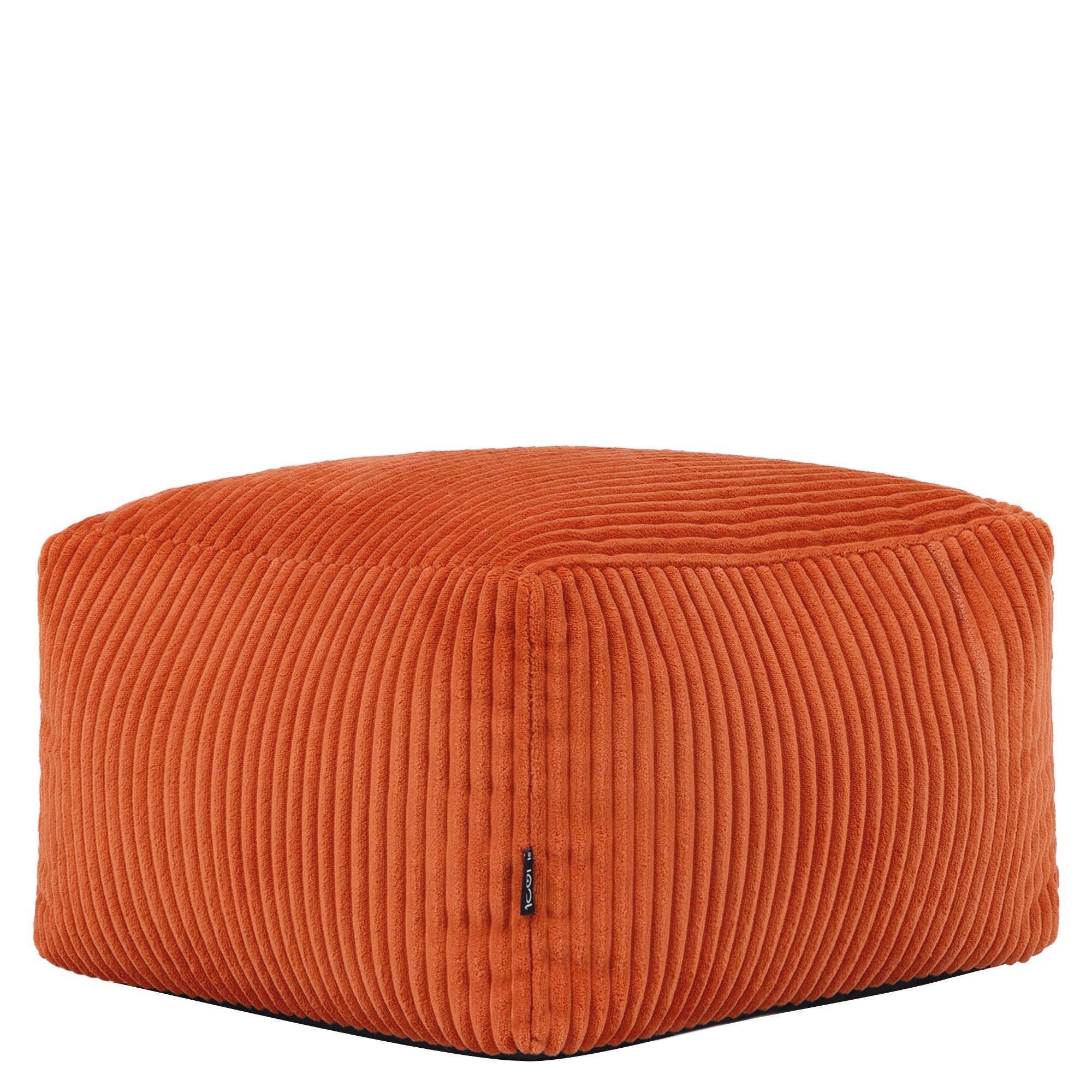 icon Amara Cord Bean Bag Footstool, Terracotta, Pouffe Footstool with Filling Included, Footrest, Bedroom, Living Room, Living Room Furniture