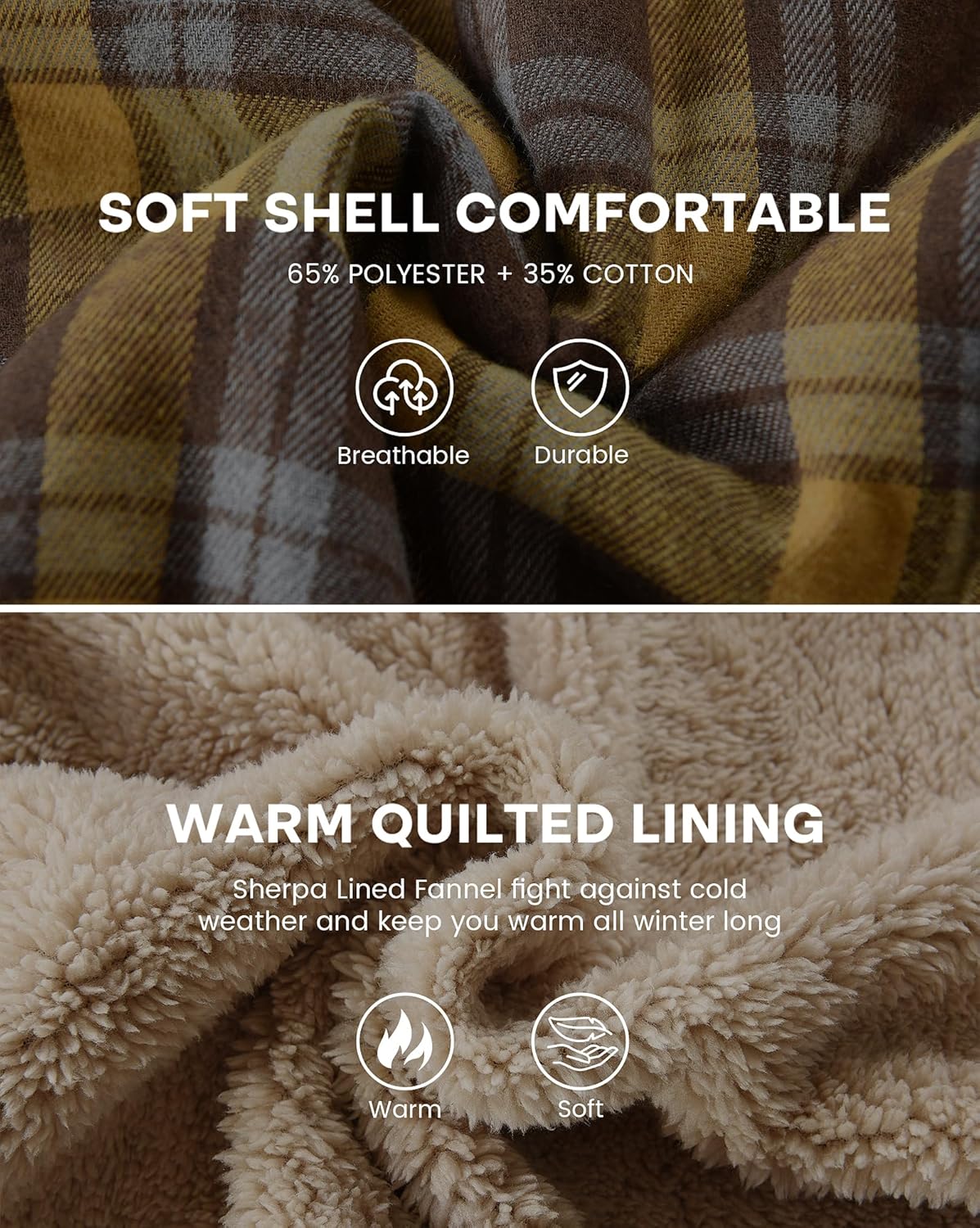 Women's Fleece Flannel Jacket Cotton Plaid Button Down Shirts Jacket Sherpa Lined Plaid Jackets for Women - Image 7