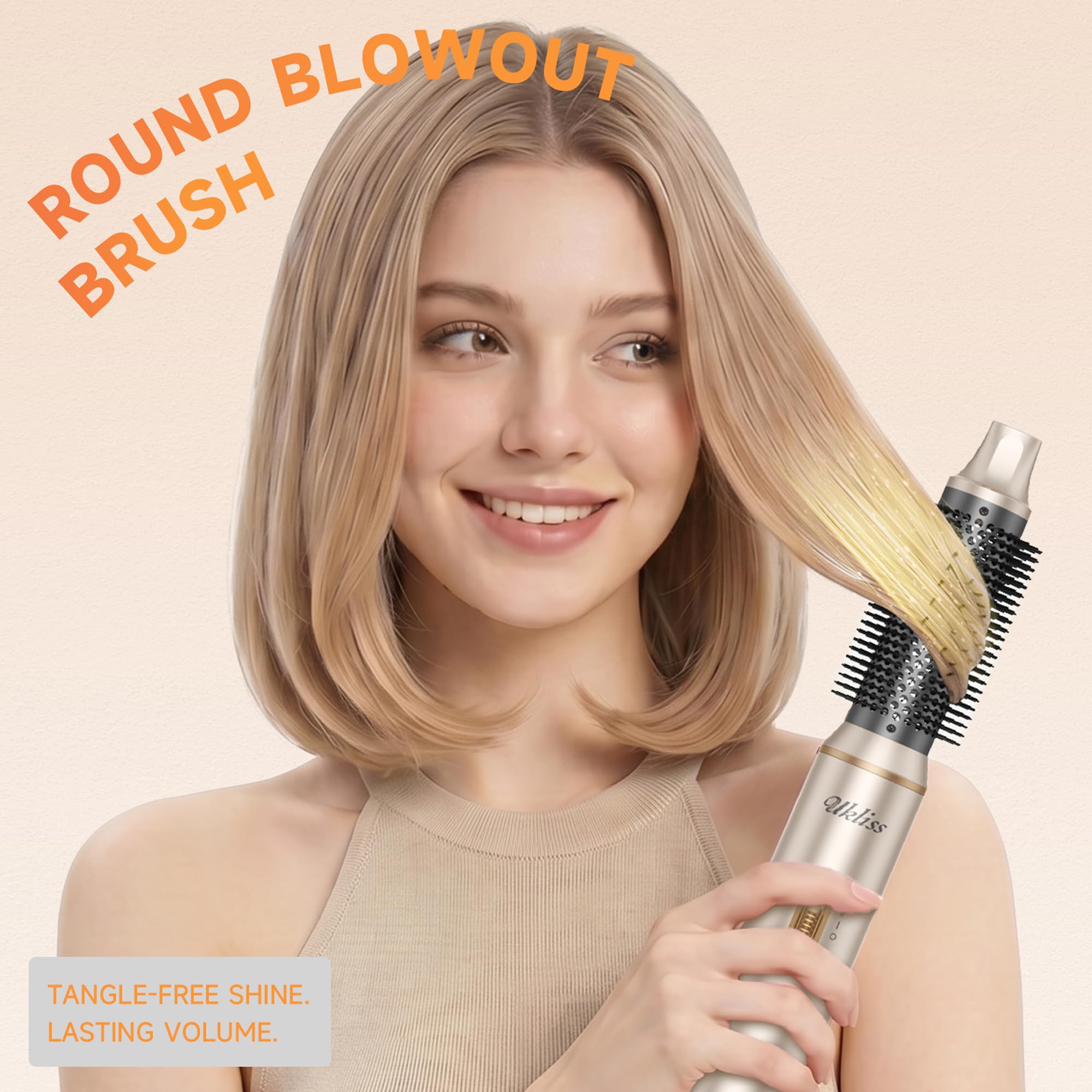 UKLISS Hairstyler - Set 5 in 1 con spazzola rotonda per capelli da 1000 W, con arricciacapelli ad aria, spazzola ad aria calda, spazzola per asciugacapelli, spazzola lisciante, per asciugare e