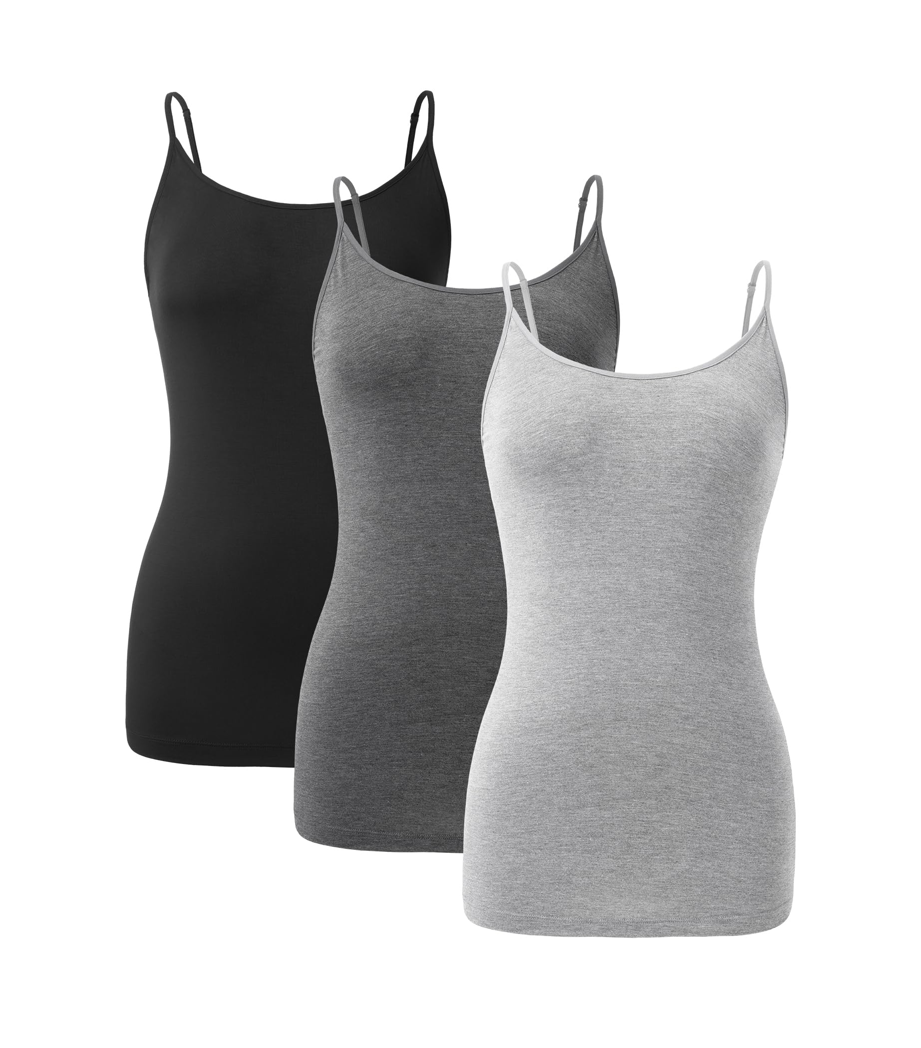 DAVID ARCHY Camisole Tops for Women Bamboo Rayon Soft Breathable Women's Undershirts 3 Pack Layering, Lounge, Sleepwear