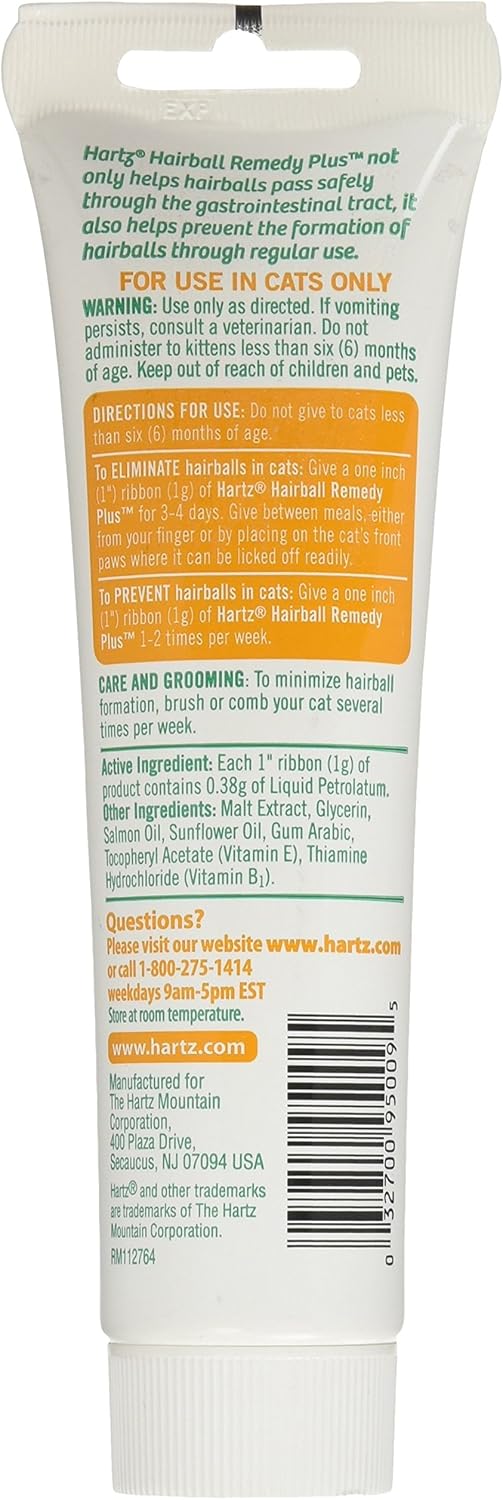 Hartz Hairball Remedy Plus Salmon Flavored Paste for Cats and Kittens, 2.5 Ounce : Hairball Medicine : Pet Supplies