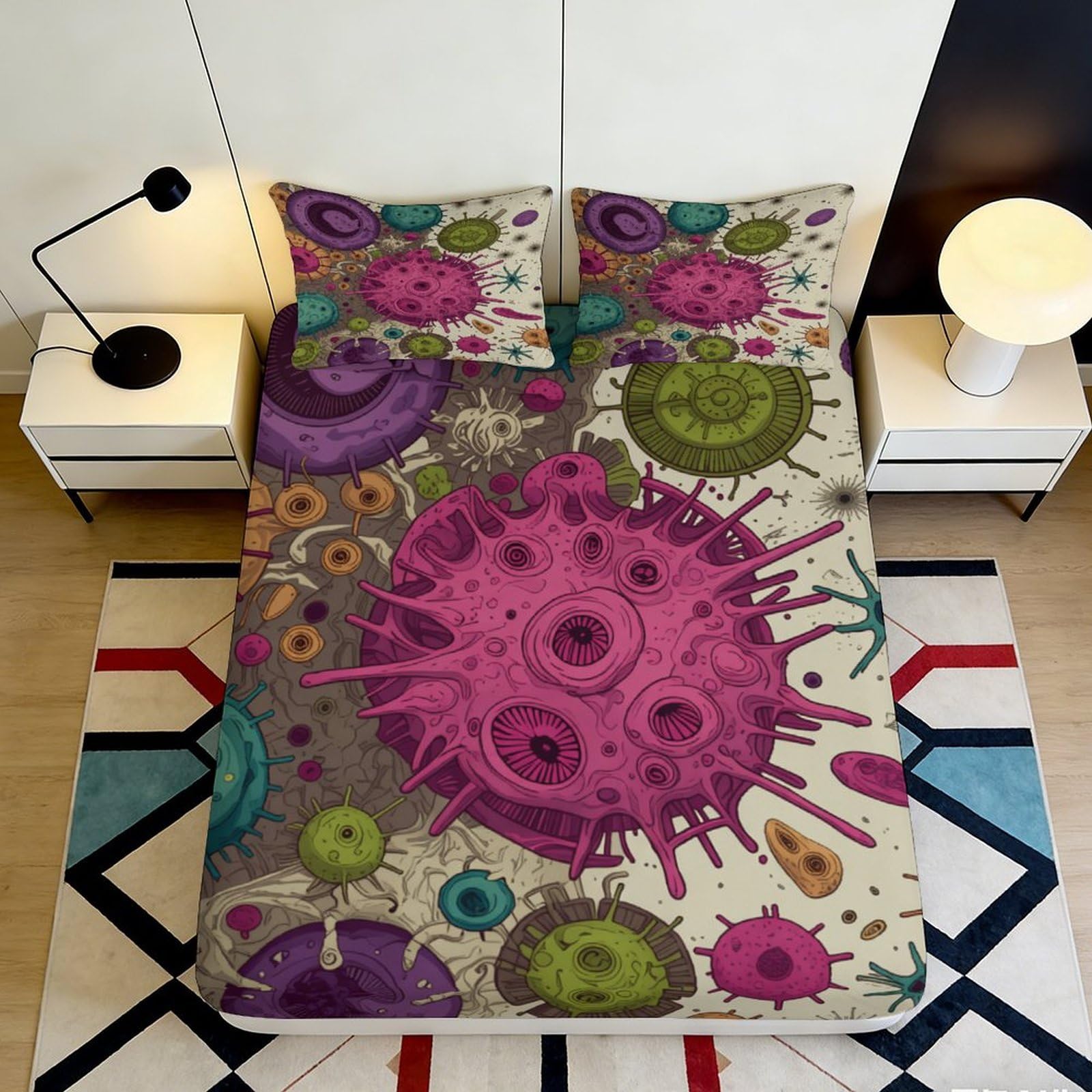 3D Printed Abstract Art Fitted Sheet Microfiber Deep Pocket Non-Slip Bedroom Bedding Abstract Mattress Fitted Cover for Adults Teens 200x200x25cm 90x200x25cm