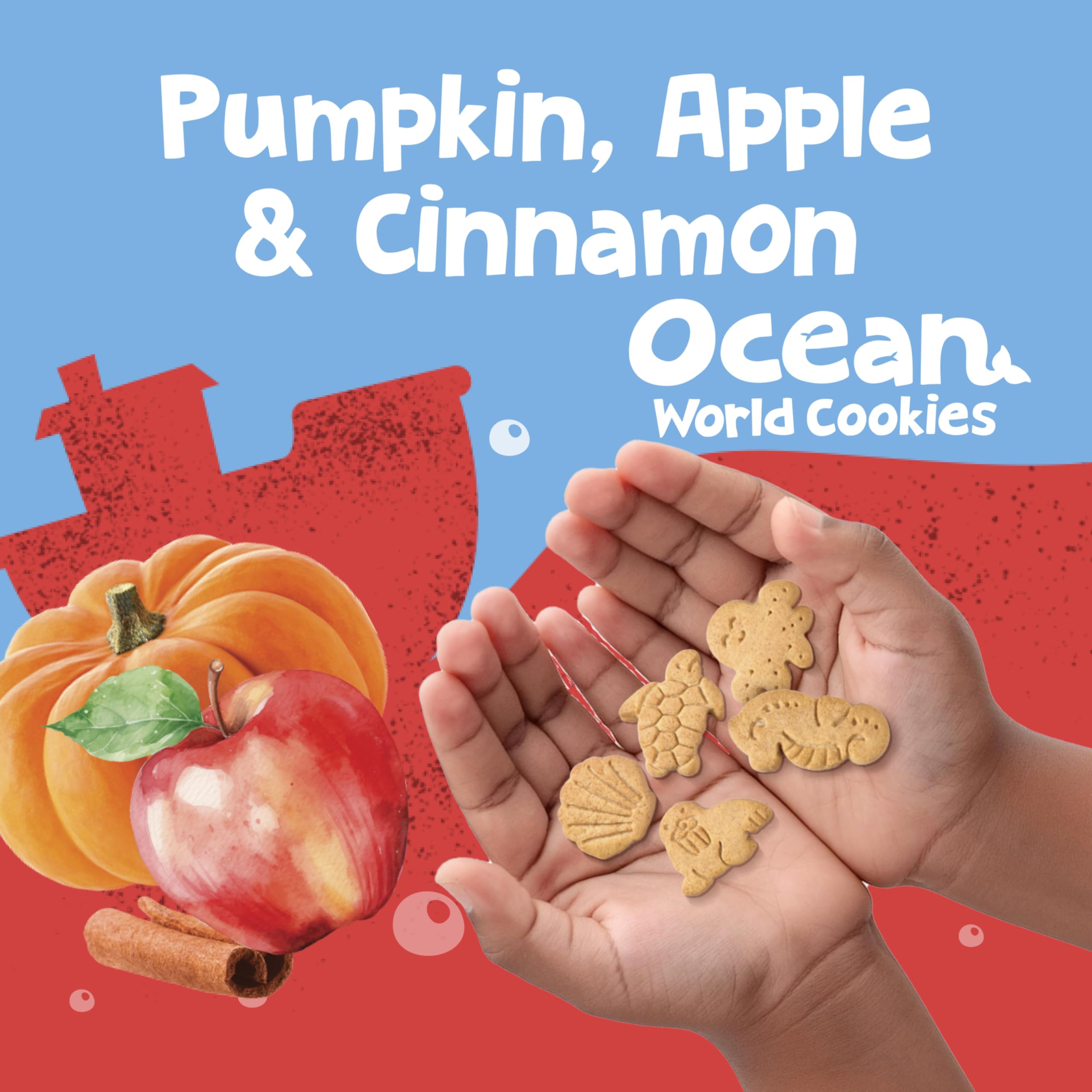 Get'ems! Gerber Kürbis, Apfel & Zimt Ocean World Cookies, Kinder-Snack aus echtem Gemüse und Obst, Eisen und Vitamin E