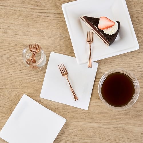 Vista 40 de Restaurantware Mini cucharas desechables de 4 pulgadas, 100 cucharas pequeñas desechables, par de alta resistencia con aperitivos o postres, Oro rosa