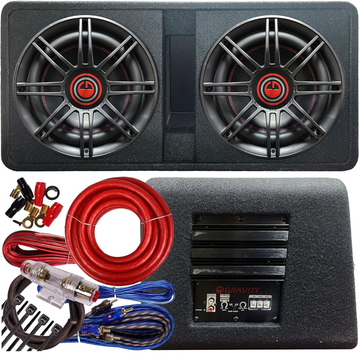 Gravity G12BD2 Dual 12" 1600W Active Powered Car Sub