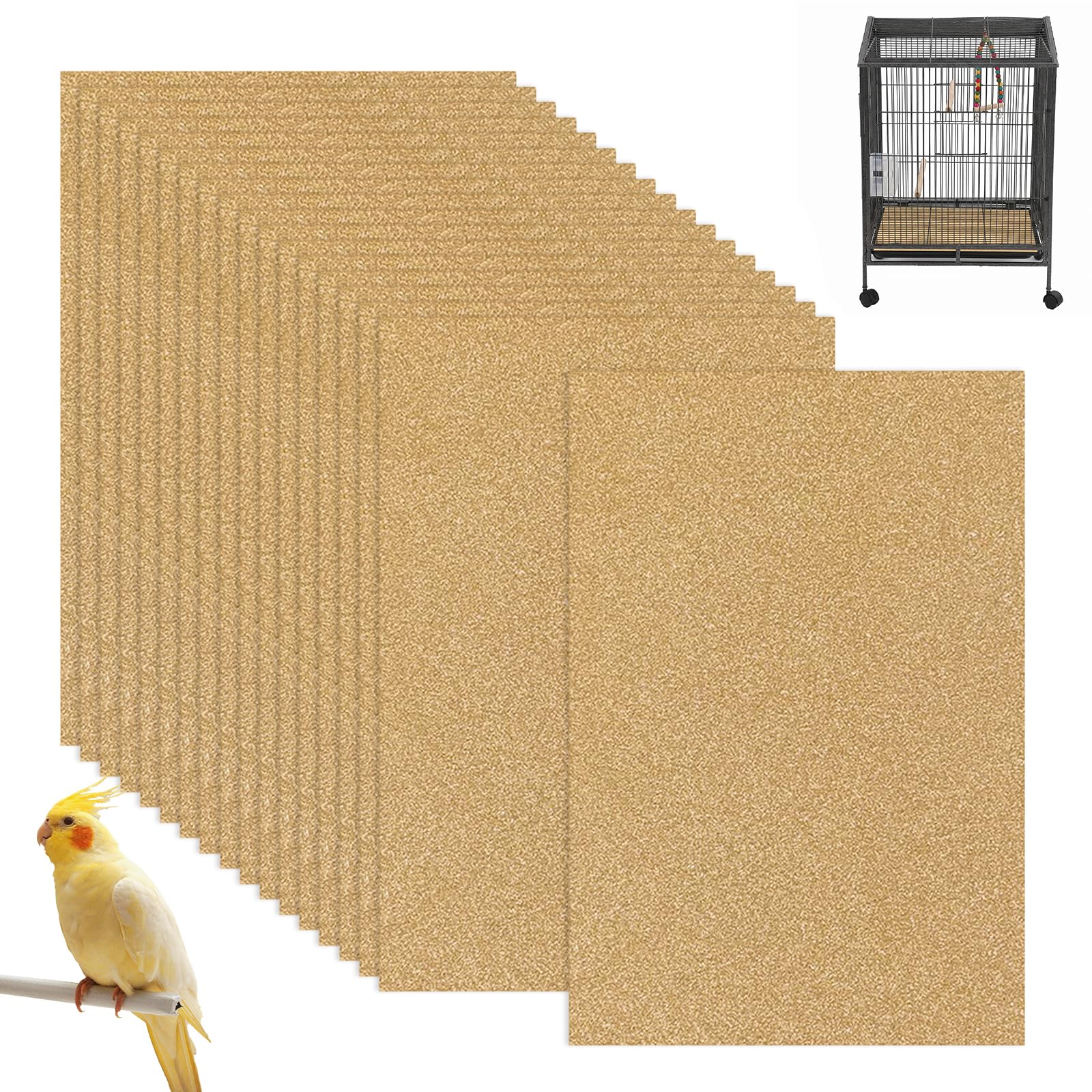 OFXCEN 30 Pcs Gravel Paper for Bird Cage, Easy Clean Pet Sandpaper