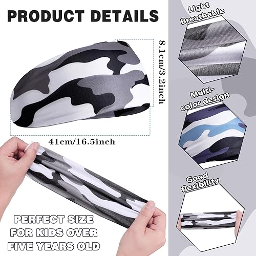 Miniatura 2 de Deekin 6 diademas para niños y niños, bandas atléticas para niños, diademas de fútbol para niños, bandas de sudor elásticas que absorben el sudor