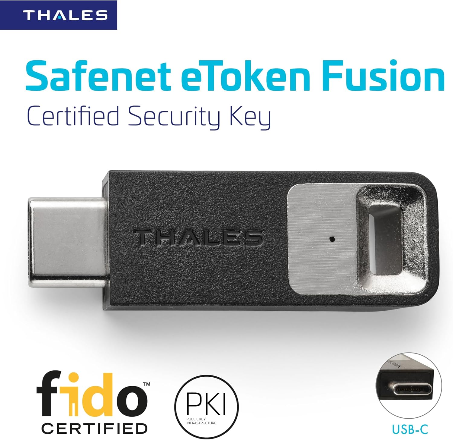 Thales - SafeNet eToken Fusion - Phishing-Resistant FIDO2 Certified Security Key for Digital certificates or FIDO2 authentication to Web apps and desktops - USB-C, Pack of 50 - Image 2