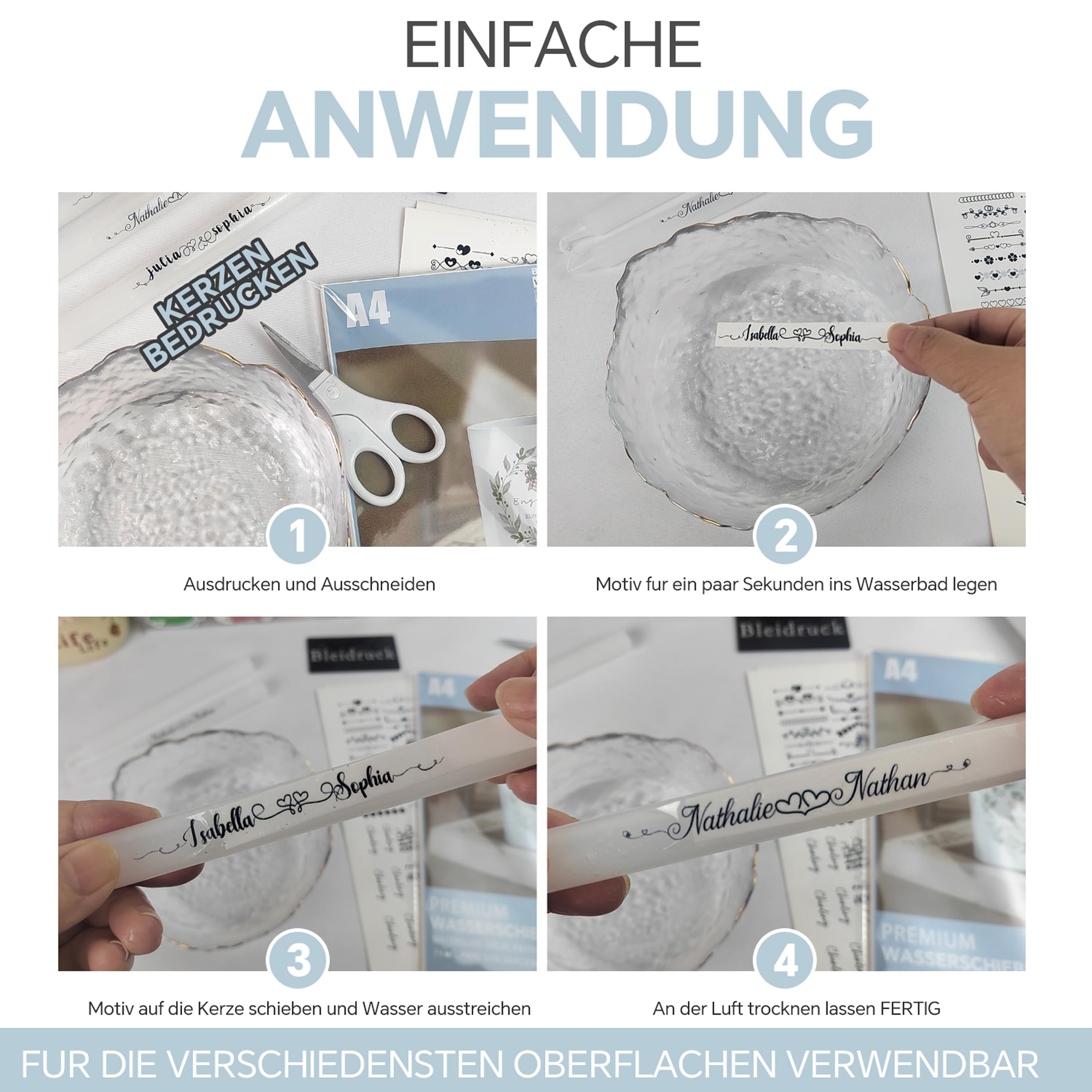 Bleiduck 20 Blatt Laser-Wasserschiebefolienpapier – Bedruckbar, A4-Format, Transparent, Hochwertige Druckergebnisse, Kein Klarlack erforderlich, Ideal für DIY-Projekte
