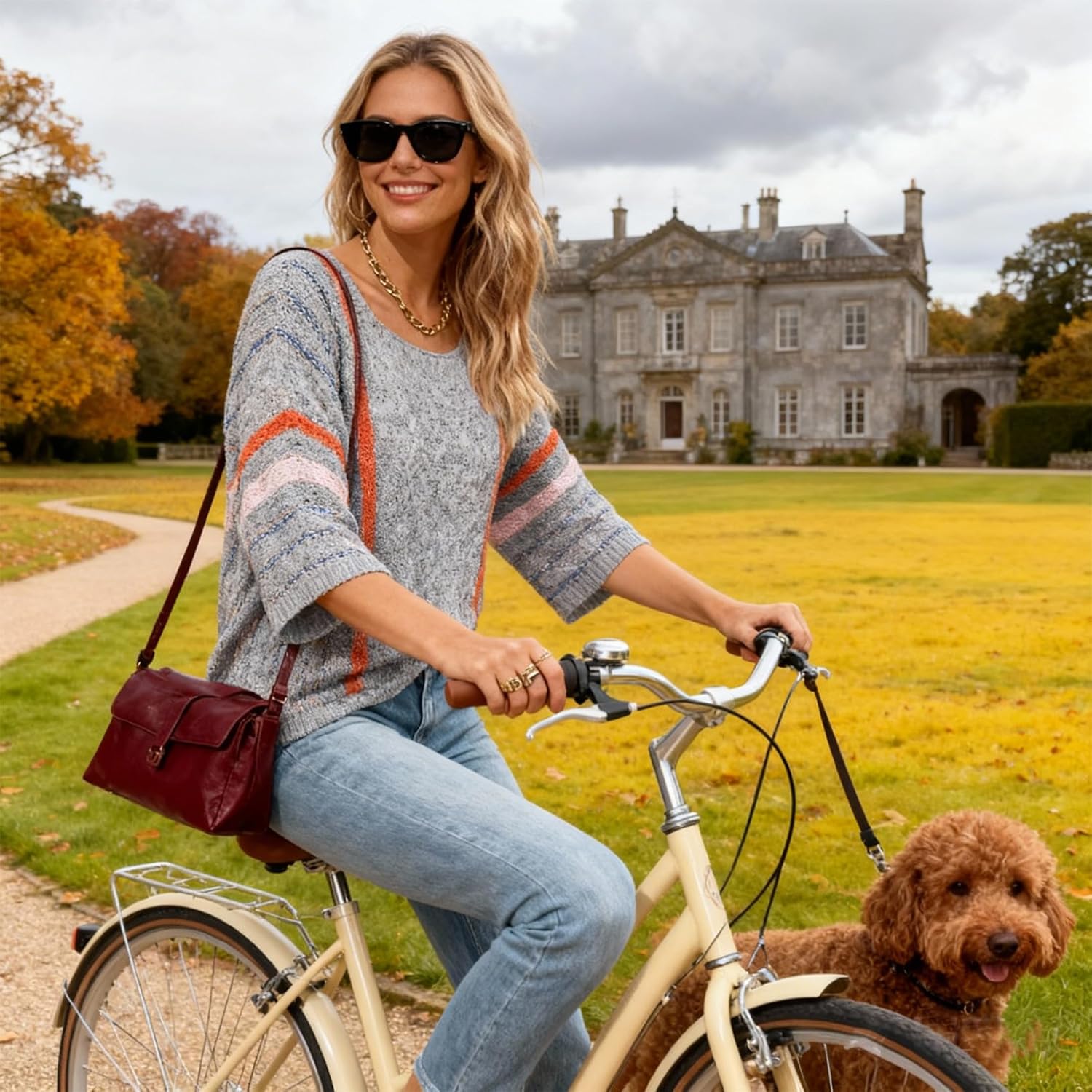 Women's Sweater Striped Pullover Casual Crewneck 3/4 Sleeve Knit Sweater Lightweight Tops Trendy Boho Clothes - Image 3