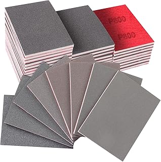32PCS Sanding Sponge Kit, 180-3000 Grit Hook & Loop Wet Dry Sanding Sponges for Wood, Metal, Auto Body - Foam Sanding Pads for Furniture, Crafts, Drywall, and Model Polishing