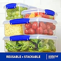 Vista 3 de Sistema KLIP IT Recipiente para almacenar alimentos, 5 L, hermético y apilable, sin BPA, transparente con sujetadores azules