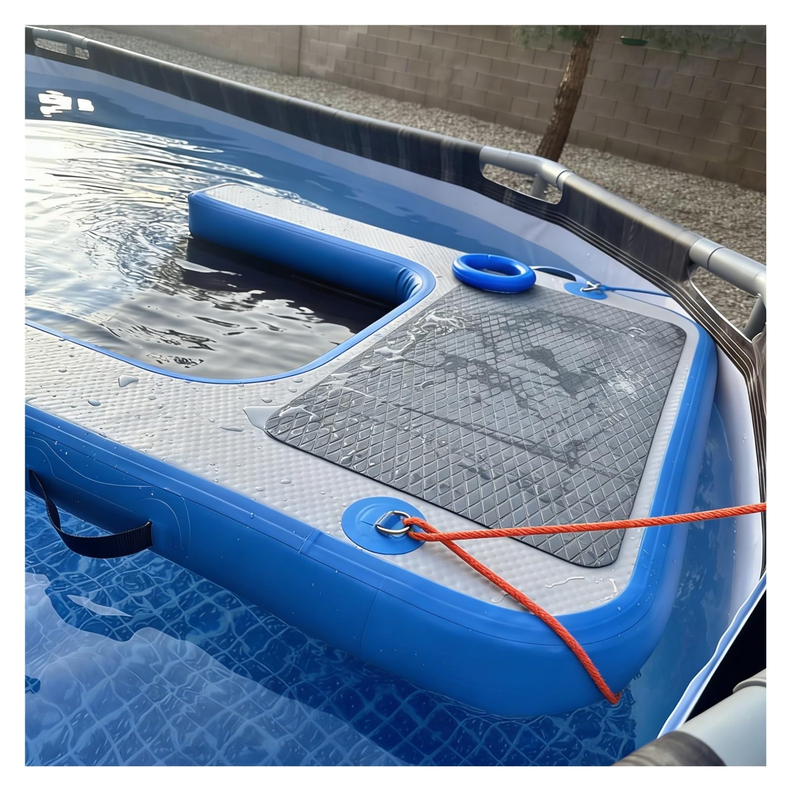 MZZKFC Inflatable Pet Floating Water Ramp for Dogs，Floating Pet Ramp for Water Dock & Pool, Dog Pool Ramp for Dogs, Swimming Pets up to 105kg(Blue)