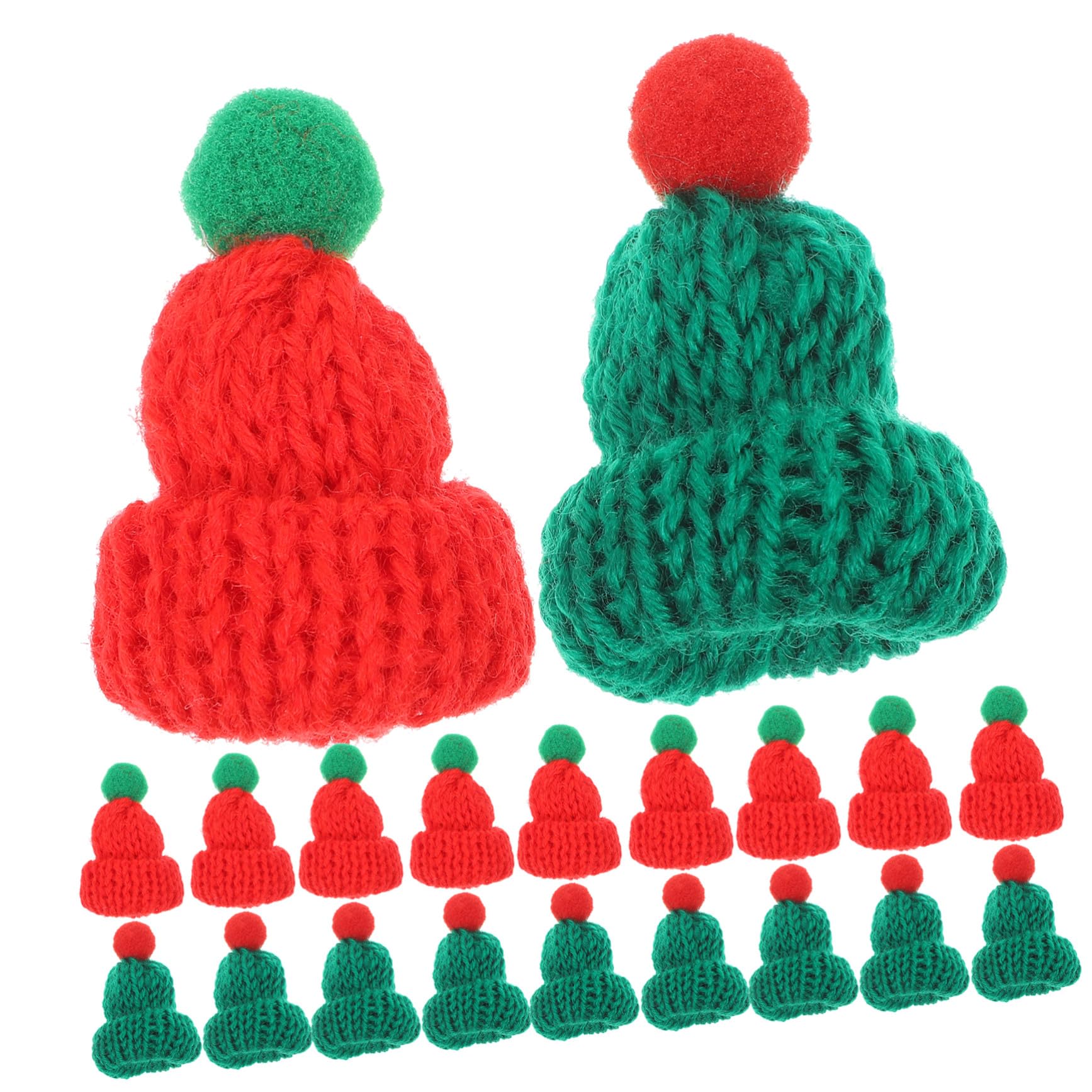 TOPPERFUN 20 Pezzi Cappelli Miniature Natalizi Babbo Natale per Decorazioni Fai da Te Accessori per Albero di Natale e Bottiglie di Vino Flessibile e Resistente Rosso e Verde per Feste