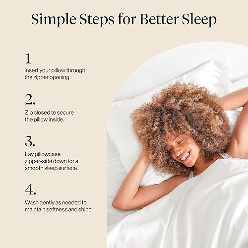 Miniatura 7 de Kitsch Funda de almohada de satén con cremallera para cabello y piel, tamaño Queen, más suave que la seda, paquete de 2 fundas de almohada