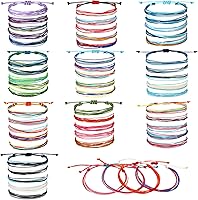 Yaomiao 50 Pack Friendship String Bracelets - Adjustable Waterproof Woven Rope Wristbands for Women Men, Bulk Beach Bohemian Gifts