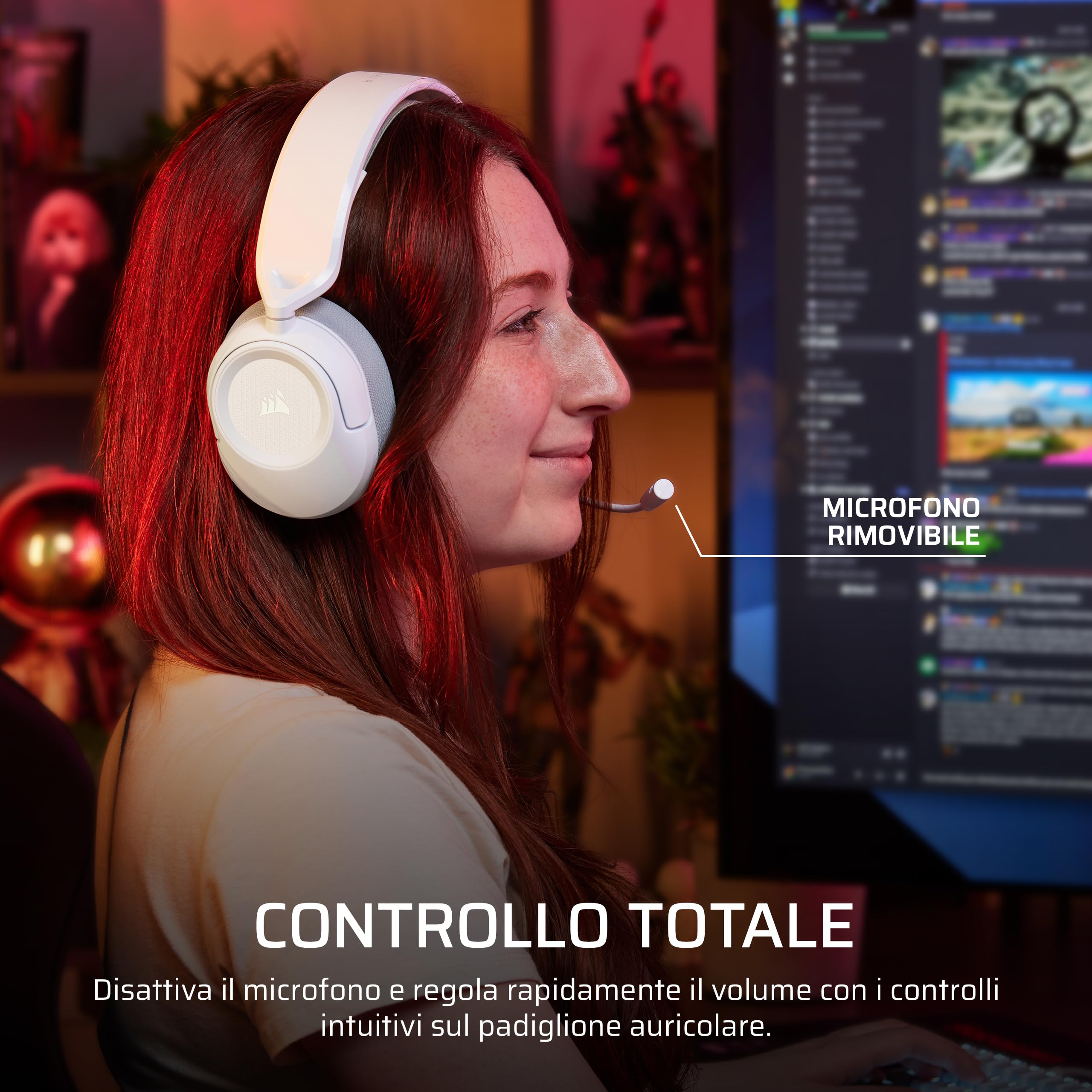Corsair HS35 v3 Cuffie Gaming Wireless con Microfono – Bianco | 2,4 GHz e Bluetooth (PC/PS5/PS4/Switch/Mac/Mobile), Comfort Leggero, Dolby Atmos