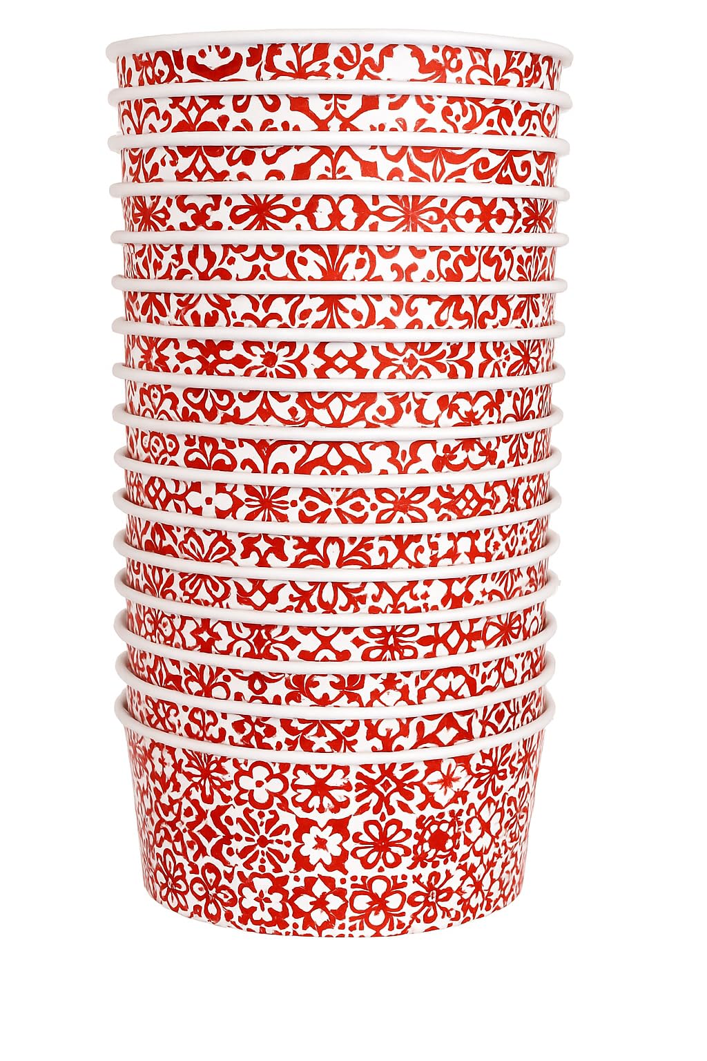 Terryshop74 Ensaladera mayólica 1000 ml con tapas – 25 cuencos de papel decorado + 25 tapas transparentes – Recipientes grandes para poké, ensaladas y platos calientes