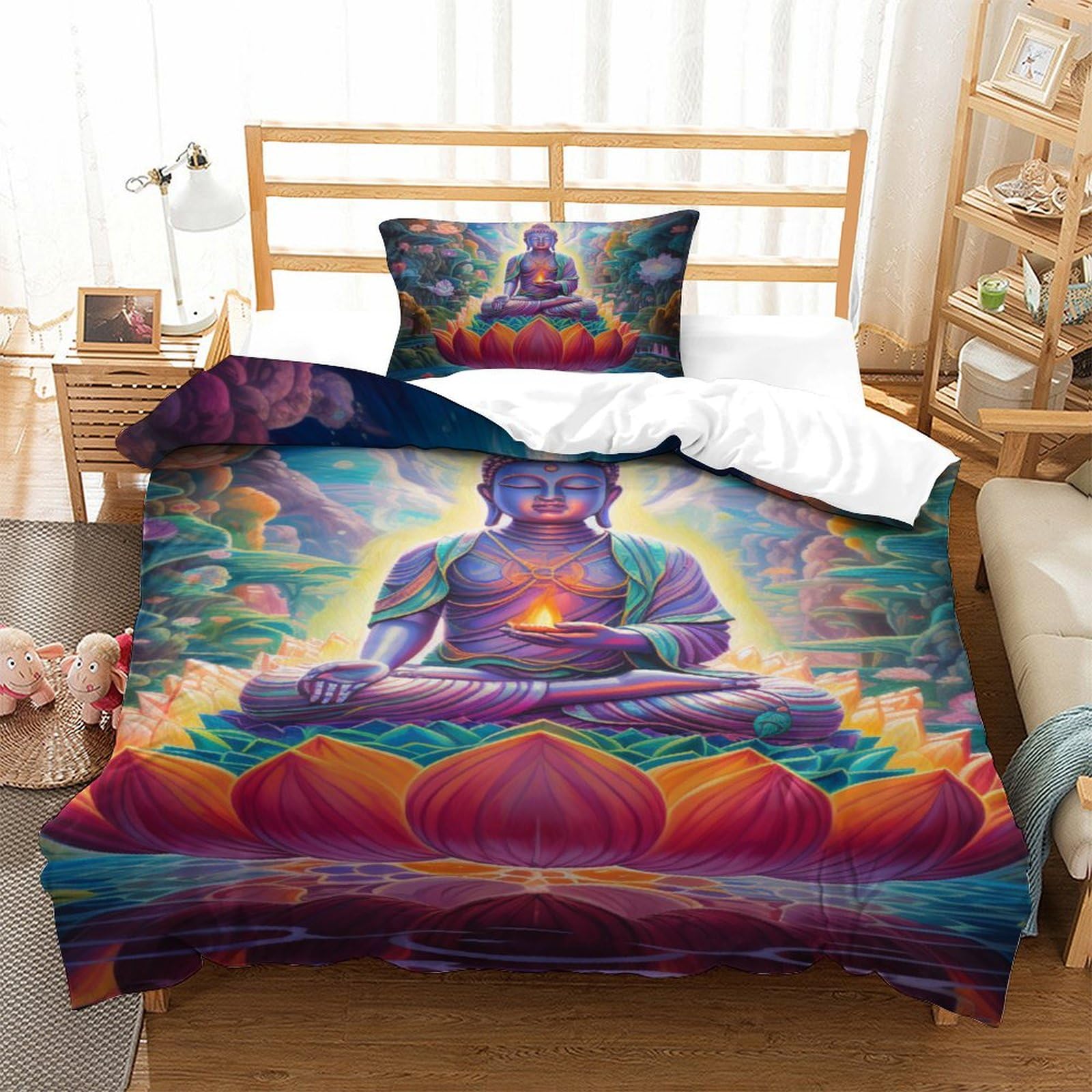 Housse de couette Bouddha 3D en microfibre pour créer une chambre zen d'adolescent