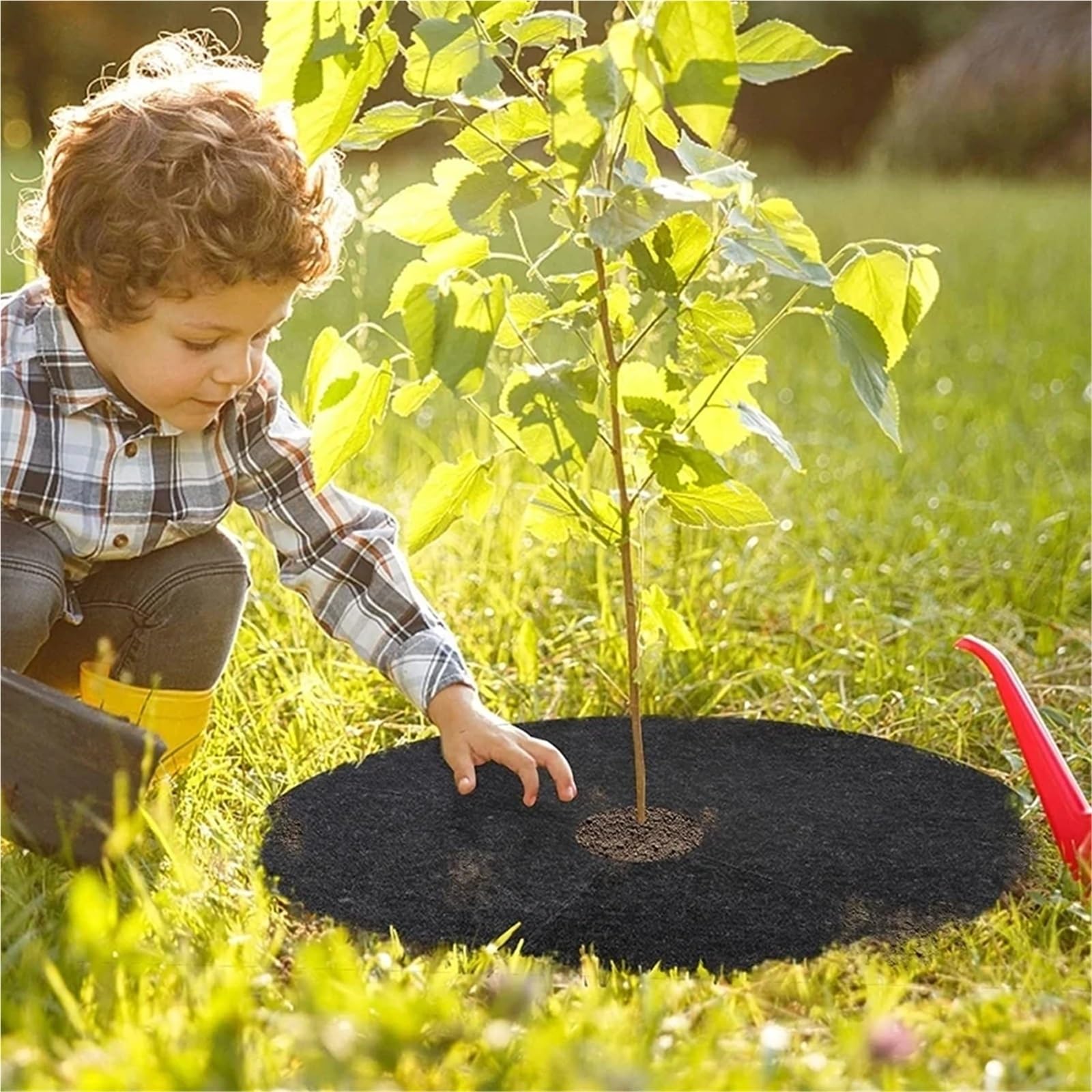 Telo Pacciamatura Tappetini for pacciamatura for Il Controllo delle Erbacce da 12 Pezzi, barriera Rotonda | Copertura Barriera Pacciamante Rotonda Ecologica Protezione Radici Giardino(72cm)