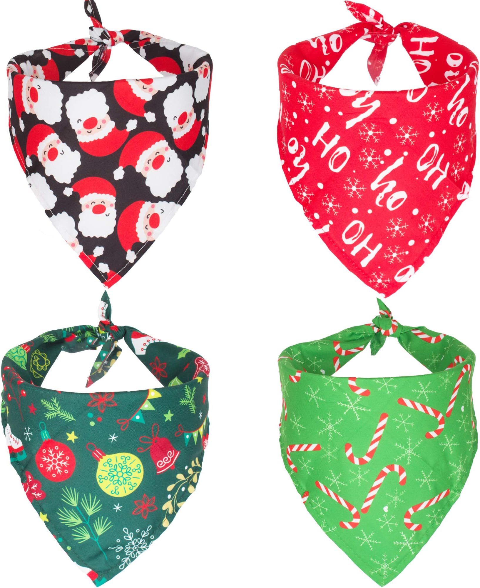 ADOGGYGO 4 Pack Dog Bandana Christmas Dog Scarf Triangle Bibs Kerchief Set Red Green Pet Christmas Costume Accessories Decoration for Medium Large Dogs (Large)